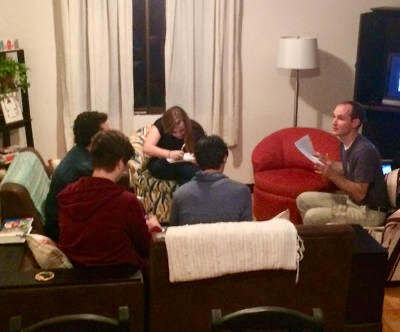 Kyle leads a small group for young adults