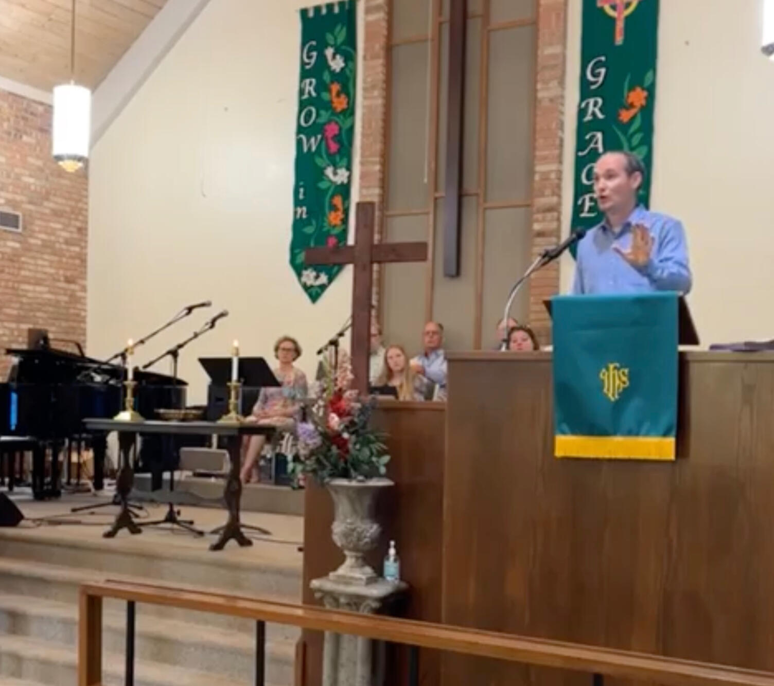 Kyle Frohock_guest preaching Kyle guest preaches during a worship service