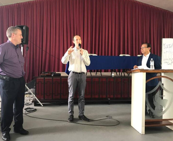 Kyle shares at a Latin American seminary.